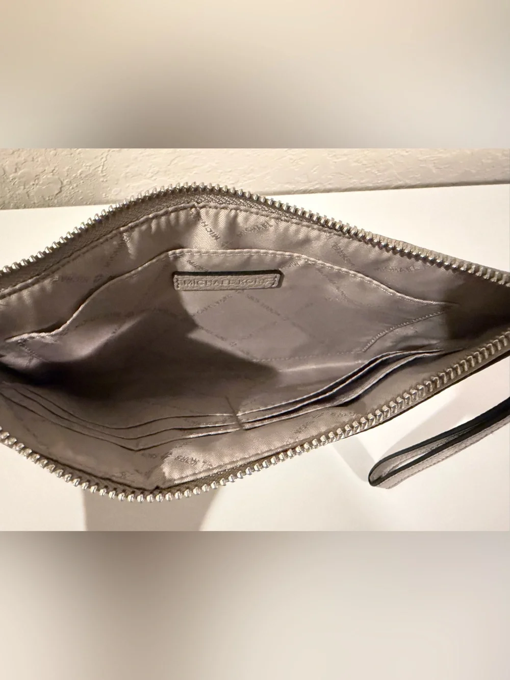 Michael Kors Gray MK Logo Wristlet Clutch